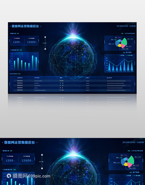 蓝色大数据大气企业可视化数据界面